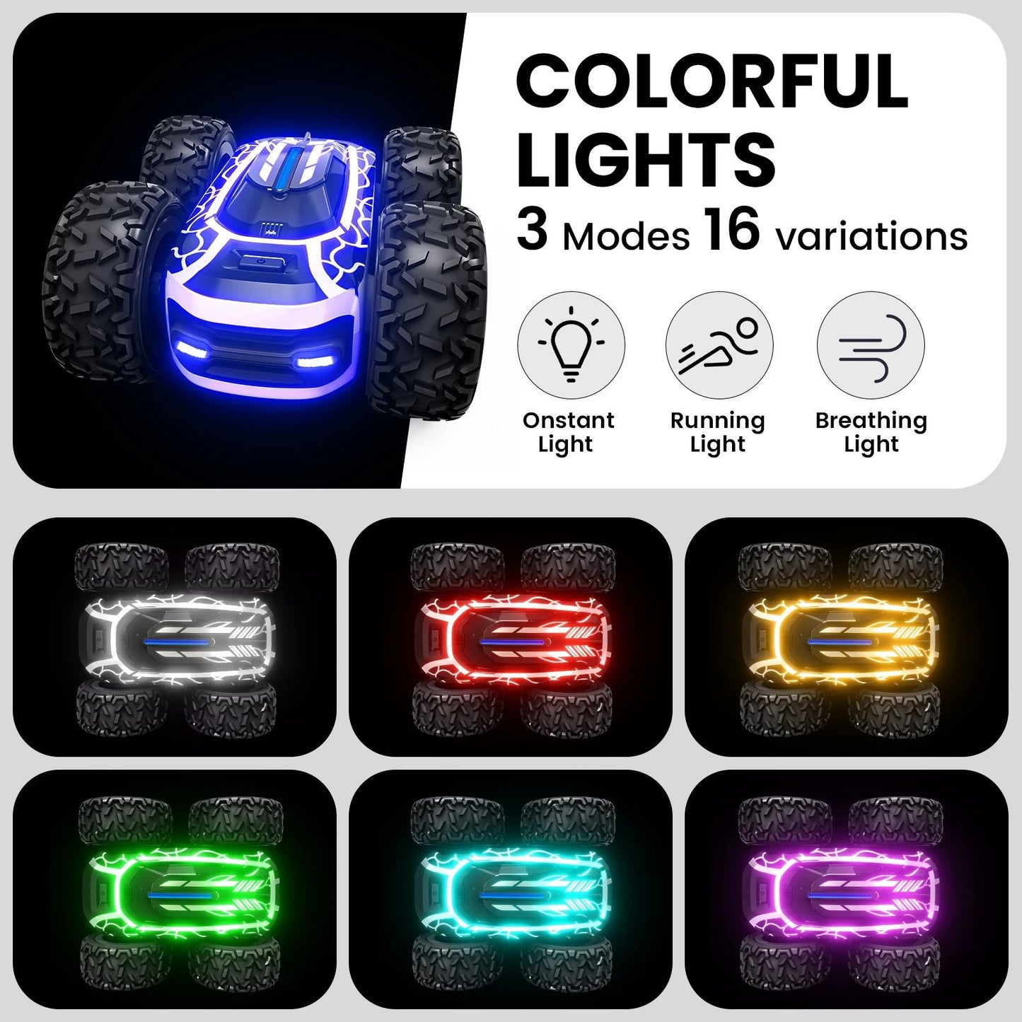 360 Degree Rotating Stunt Car with Lights for Kids
