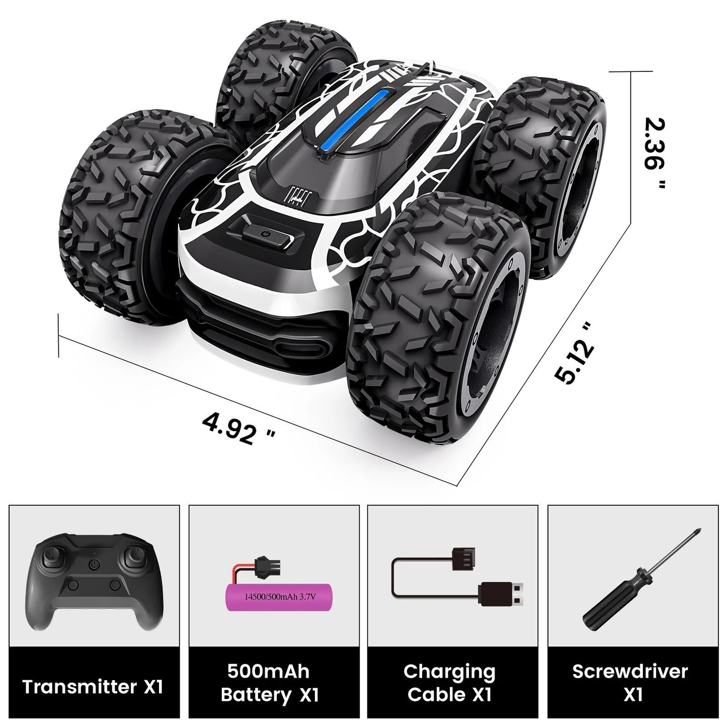 360 Degree Rotating Stunt Car with Lights for Kids