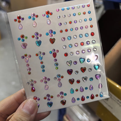1pcs Laser Sparkle Diamond / Pearls Face Gems Stickers, Heart Moon Rhinestones for Eyes Face Temporary Tattoos