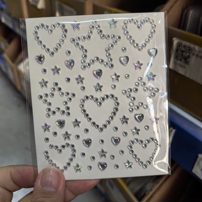 1pcs Laser Sparkle Diamond / Pearls Face Gems Stickers, Heart Moon Rhinestones for Eyes Face Temporary Tattoos