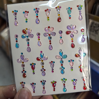 1pcs Laser Sparkle Diamond / Pearls Face Gems Stickers, Heart Moon Rhinestones for Eyes Face Temporary Tattoos