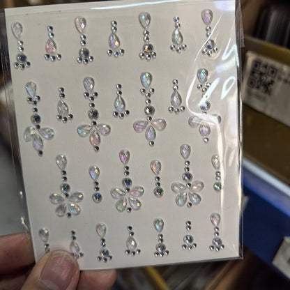 1pcs Laser Sparkle Diamond / Pearls Face Gems Stickers, Heart Moon Rhinestones for Eyes Face Temporary Tattoos