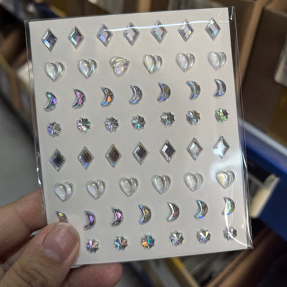 1pcs Laser Sparkle Diamond / Pearls Face Gems Stickers, Heart Moon Rhinestones for Eyes Face Temporary Tattoos