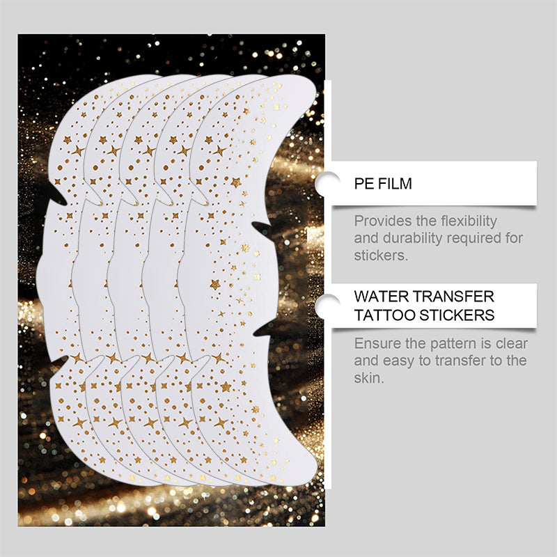 Glitter Stamping Metallic Golden Silver Freckles Patches, Fake Freckles Temporary Tattoo Stickers for Women Face Makeup