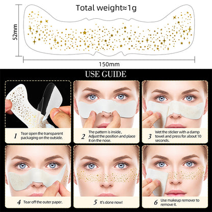 Glitter Stamping Metallic Golden Silver Freckles Patches, Fake Freckles Temporary Tattoo Stickers for Women Face Makeup