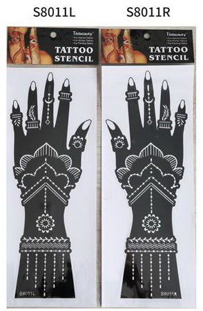 2Pcs Mehndi Hand Henna Tattoo Stencils, Reusable Painting Template, Art Sleeve, Temporary Tattoo, Wedding Bride Beauty