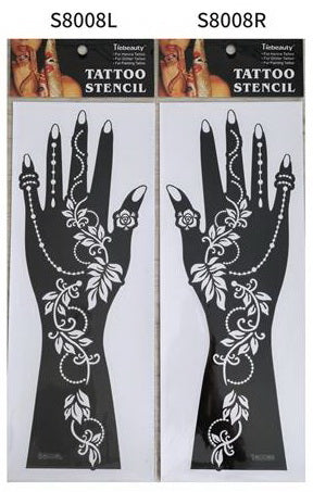 2Pcs Mehndi Hand Henna Tattoo Stencils, Reusable Painting Template, Art Sleeve, Temporary Tattoo, Wedding Bride Beauty