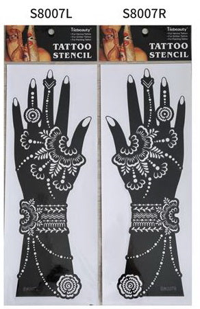2Pcs Mehndi Hand Henna Tattoo Stencils, Reusable Painting Template, Art Sleeve, Temporary Tattoo, Wedding Bride Beauty