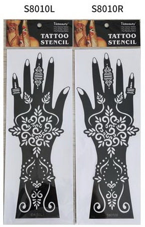 2Pcs Mehndi Hand Henna Tattoo Stencils, Reusable Painting Template, Art Sleeve, Temporary Tattoo, Wedding Bride Beauty