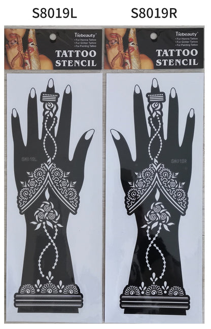 2Pcs Mehndi Hand Henna Tattoo Stencils, Reusable Painting Template, Art Sleeve, Temporary Tattoo, Wedding Bride Beauty