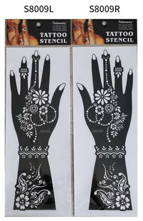 2Pcs Mehndi Hand Henna Tattoo Stencils, Reusable Painting Template, Art Sleeve, Temporary Tattoo, Wedding Bride Beauty