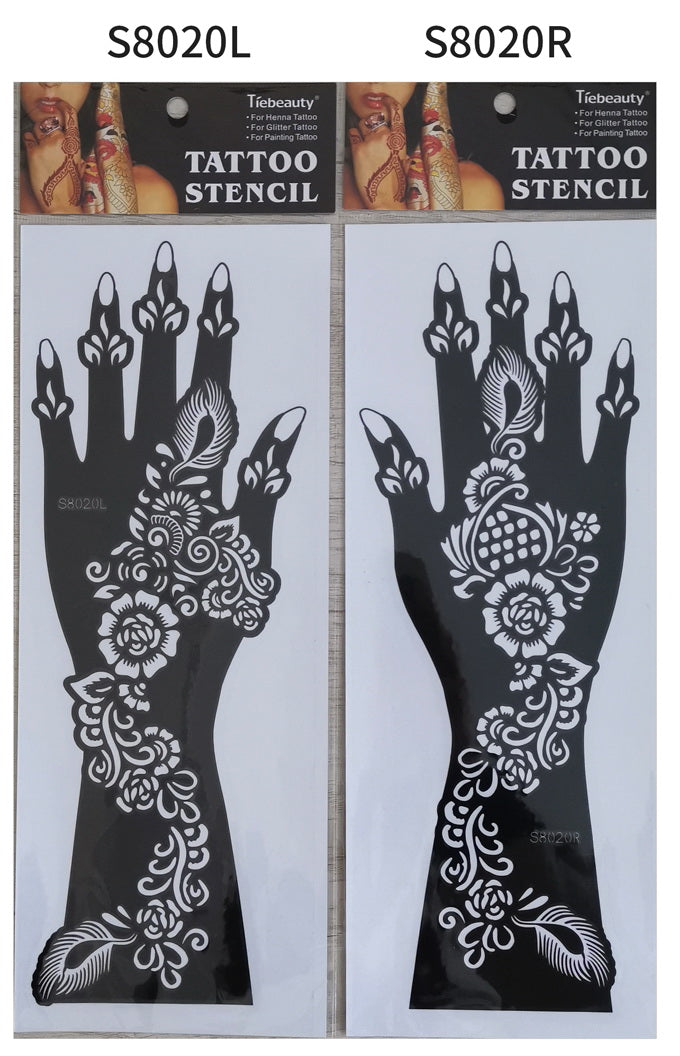 2Pcs Mehndi Hand Henna Tattoo Stencils, Reusable Painting Template, Art Sleeve, Temporary Tattoo, Wedding Bride Beauty