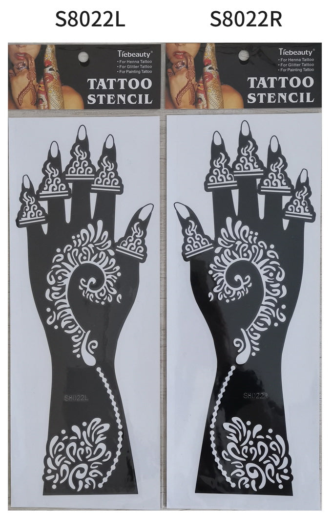 2Pcs Mehndi Hand Henna Tattoo Stencils, Reusable Painting Template, Art Sleeve, Temporary Tattoo, Wedding Bride Beauty