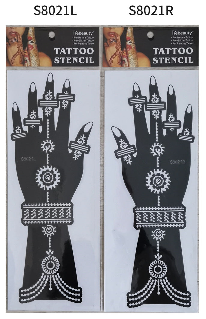 2Pcs Mehndi Hand Henna Tattoo Stencils, Reusable Painting Template, Art Sleeve, Temporary Tattoo, Wedding Bride Beauty