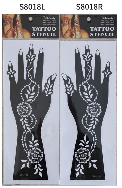 2Pcs Mehndi Hand Henna Tattoo Stencils, Reusable Painting Template, Art Sleeve, Temporary Tattoo, Wedding Bride Beauty