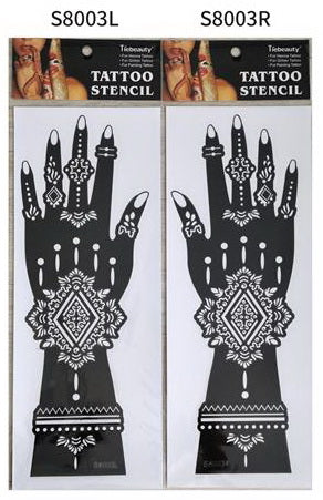 2Pcs Mehndi Hand Henna Tattoo Stencils, Reusable Painting Template, Art Sleeve, Temporary Tattoo, Wedding Bride Beauty