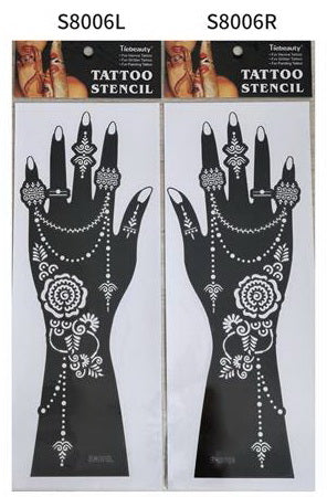 2Pcs Mehndi Hand Henna Tattoo Stencils, Reusable Painting Template, Art Sleeve, Temporary Tattoo, Wedding Bride Beauty