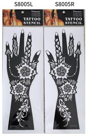 2Pcs Mehndi Hand Henna Tattoo Stencils, Reusable Painting Template, Art Sleeve, Temporary Tattoo, Wedding Bride Beauty