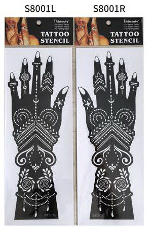 2Pcs Mehndi Hand Henna Tattoo Stencils, Reusable Painting Template, Art Sleeve, Temporary Tattoo, Wedding Bride Beauty