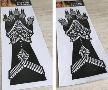 2Pcs Mehndi Hand Henna Tattoo Stencils, Reusable Painting Template, Art Sleeve, Temporary Tattoo, Wedding Bride Beauty