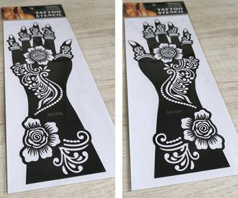 2Pcs Mehndi Hand Henna Tattoo Stencils, Reusable Painting Template, Art Sleeve, Temporary Tattoo, Wedding Bride Beauty