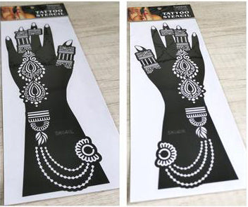 2Pcs Mehndi Hand Henna Tattoo Stencils, Reusable Painting Template, Art Sleeve, Temporary Tattoo, Wedding Bride Beauty