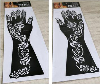 2Pcs Mehndi Hand Henna Tattoo Stencils, Reusable Painting Template, Art Sleeve, Temporary Tattoo, Wedding Bride Beauty