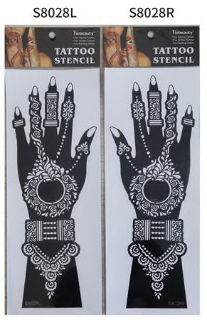 2Pcs Mehndi Hand Henna Tattoo Stencils, Reusable Painting Template, Art Sleeve, Temporary Tattoo, Wedding Bride Beauty