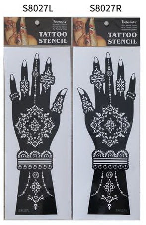 2Pcs Mehndi Hand Henna Tattoo Stencils, Reusable Painting Template, Art Sleeve, Temporary Tattoo, Wedding Bride Beauty