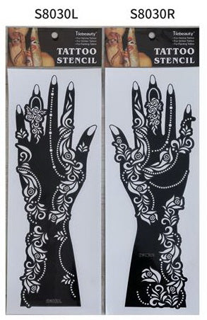 2Pcs Mehndi Hand Henna Tattoo Stencils, Reusable Painting Template, Art Sleeve, Temporary Tattoo, Wedding Bride Beauty