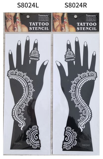 2Pcs Mehndi Hand Henna Tattoo Stencils, Reusable Painting Template, Art Sleeve, Temporary Tattoo, Wedding Bride Beauty
