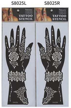 2Pcs Mehndi Hand Henna Tattoo Stencils, Reusable Painting Template, Art Sleeve, Temporary Tattoo, Wedding Bride Beauty
