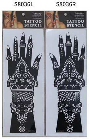 2Pcs Mehndi Hand Henna Tattoo Stencils, Reusable Painting Template, Art Sleeve, Temporary Tattoo, Wedding Bride Beauty