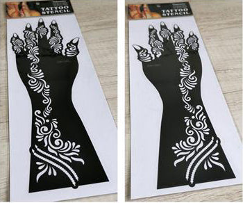 2Pcs Mehndi Hand Henna Tattoo Stencils, Reusable Painting Template, Art Sleeve, Temporary Tattoo, Wedding Bride Beauty