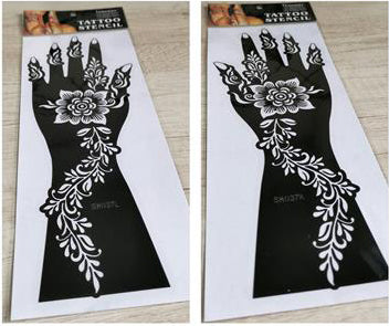 2Pcs Mehndi Hand Henna Tattoo Stencils, Reusable Painting Template, Art Sleeve, Temporary Tattoo, Wedding Bride Beauty