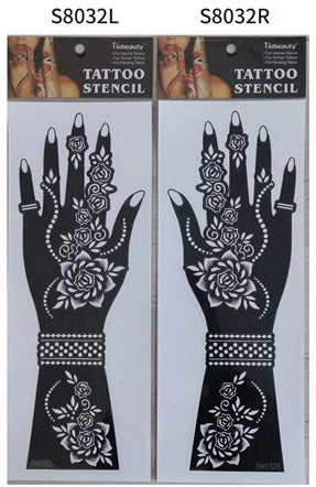 2Pcs Mehndi Hand Henna Tattoo Stencils, Reusable Painting Template, Art Sleeve, Temporary Tattoo, Wedding Bride Beauty