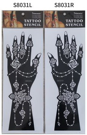 2Pcs Mehndi Hand Henna Tattoo Stencils, Reusable Painting Template, Art Sleeve, Temporary Tattoo, Wedding Bride Beauty