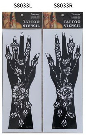 2Pcs Mehndi Hand Henna Tattoo Stencils, Reusable Painting Template, Art Sleeve, Temporary Tattoo, Wedding Bride Beauty