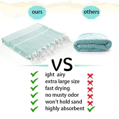 Oversized Quick Dry Cotton Beach Towel Lightweight Sand Free Travel Bath Towel