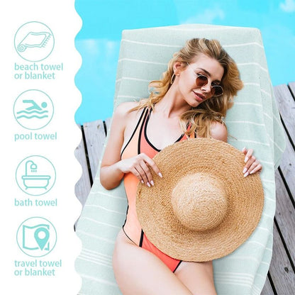 Oversized Quick Dry Cotton Beach Towel Lightweight Sand Free Travel Bath Towel