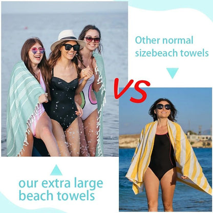Oversized Quick Dry Cotton Beach Towel Lightweight Sand Free Travel Bath Towel