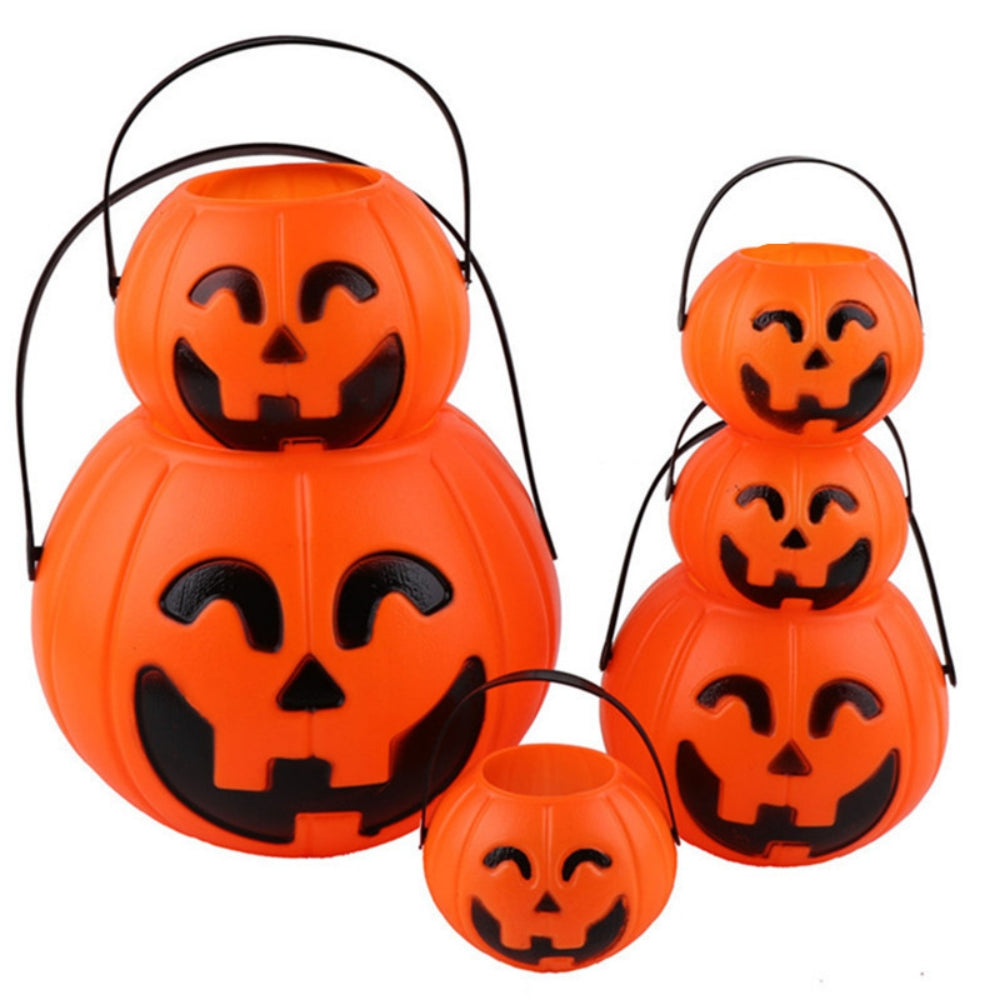 Halloween Pumpkin Buckets 3-Pack, Portable Candy Holders for Trick or Treating, Ghost Festival Party & Home Decoration