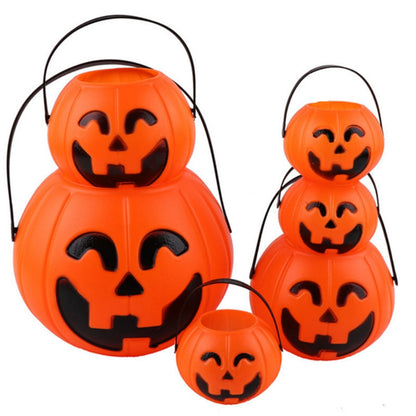 Halloween Pumpkin Buckets 3-Pack, Portable Candy Holders for Trick or Treating, Ghost Festival Party & Home Decoration
