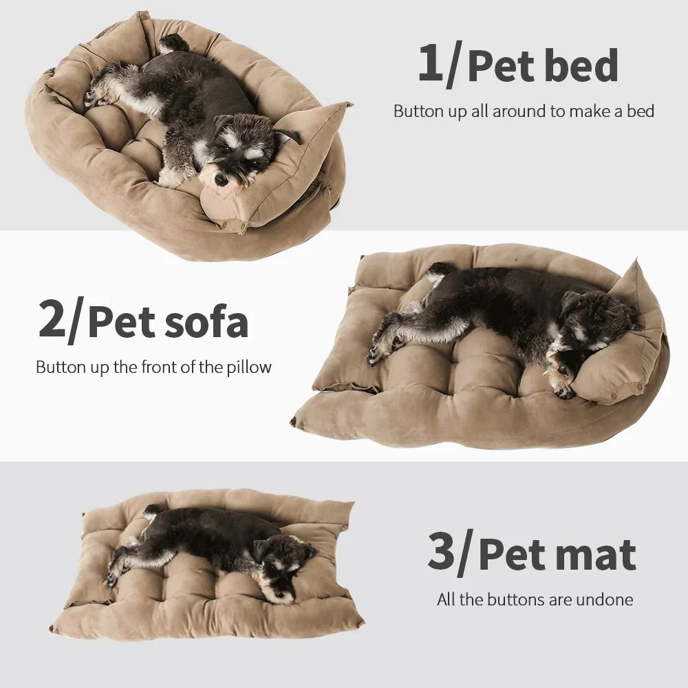 Multifunction Dog Bed Mat 3 in 1 Soft Pet Cushion Sofa Nest