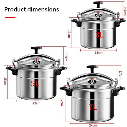 Professional Aluminum Pressure Cooker Explosion-Proof Design 3L 5L 7L