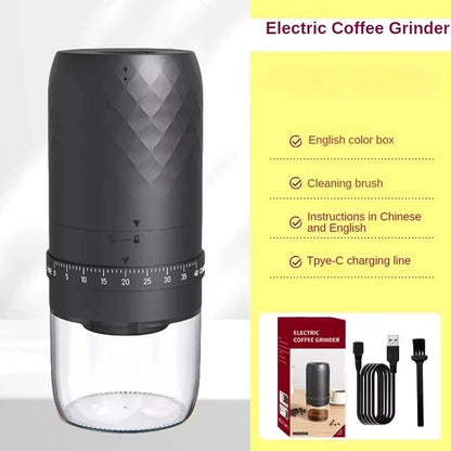 Portable Electric Coffee Bean Grinder with 40 Gear Settings and 1800mAh Battery