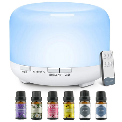 500ML Aromatherapy Oil Diffuser with 6 Essential Oils Set