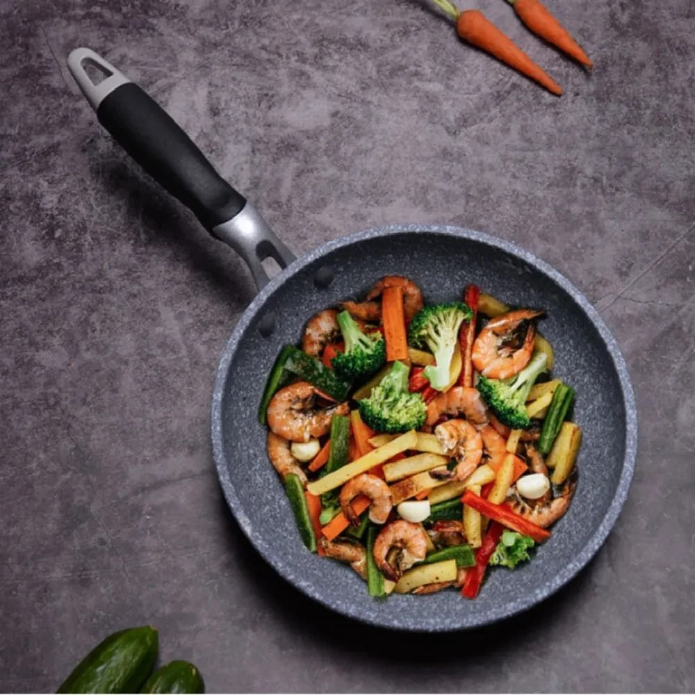 Durable Stone Frying Pan and Wok Non Stick Cookware for Induction and Gas Stove