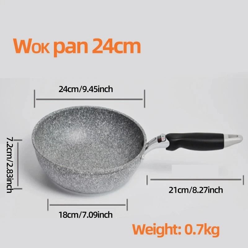 Durable Stone Frying Pan and Wok Non Stick Cookware for Induction and Gas Stove