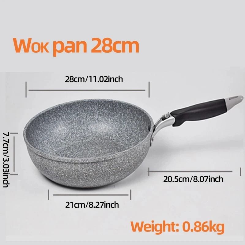 Durable Stone Frying Pan and Wok Non Stick Cookware for Induction and Gas Stove